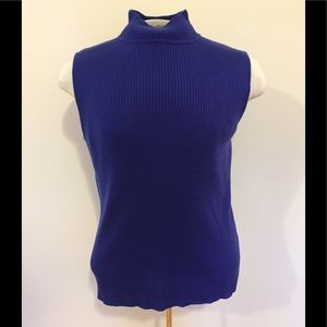 Dana Bachman Ribbed Mock Turtleneck Sleeveless Top